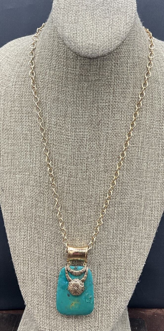 Barse Frolic Pendant Necklace- Turquoise-Bronze- NWT